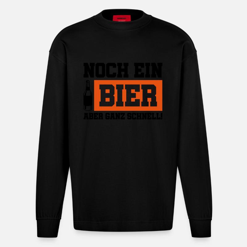 noch ein bier schnell - Heavyweight Oversized Organic Langarmshirt Made in EU - SOLID BLACK