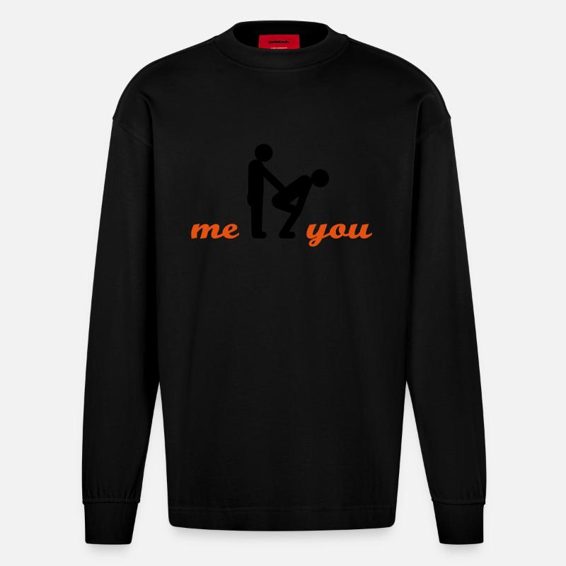 two guys - Heavyweight Oversized Organic Langarmshirt Made in EU - SOLID BLACK