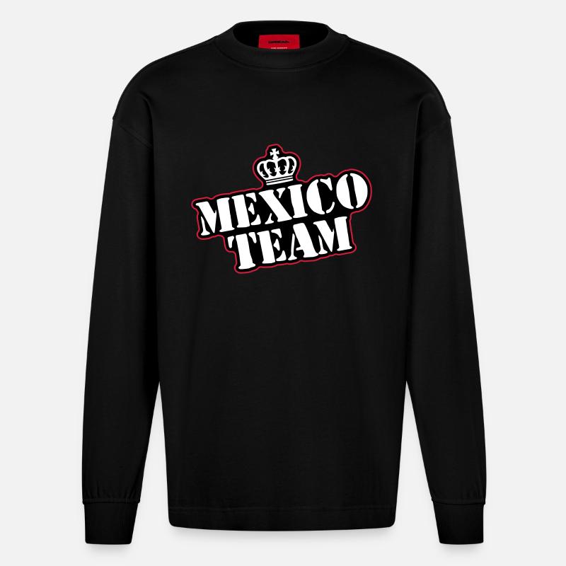 Mexiko Team - Heavyweight Oversized Organic Langarmshirt Made in EU - SOLID BLACK