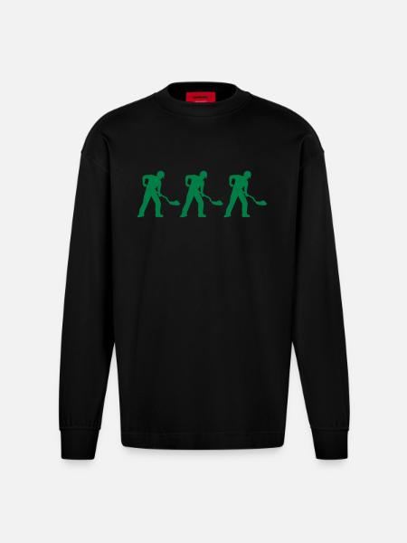 Construction worker 3 - Heavyweight Oversized Organic Longsleeve Shirt Made in EU - SOLID BLACK