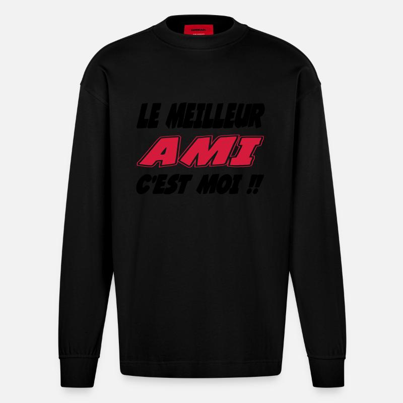 Le meilleur AMI c'est moi !! - Manches longues bio épais oversize fabriqué en UE - SOLID BLACK