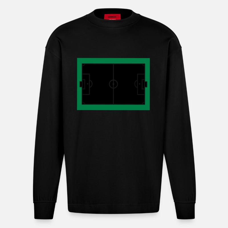 fussball feld - Heavyweight Oversized Organic Langarmshirt Made in EU - SOLID BLACK