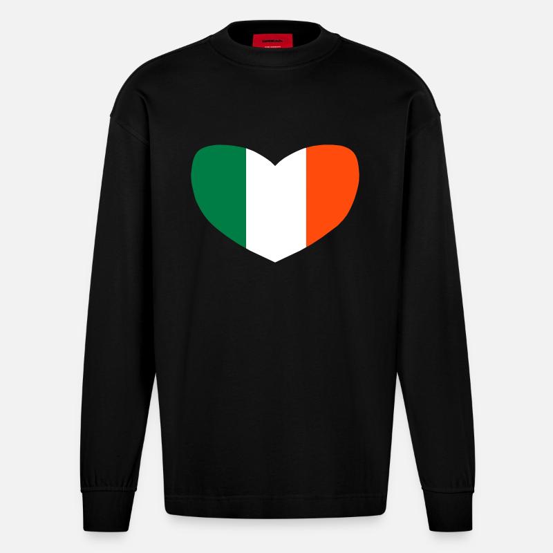 love irland - Heavyweight Oversized Organic Langarmshirt Made in EU - SOLID BLACK