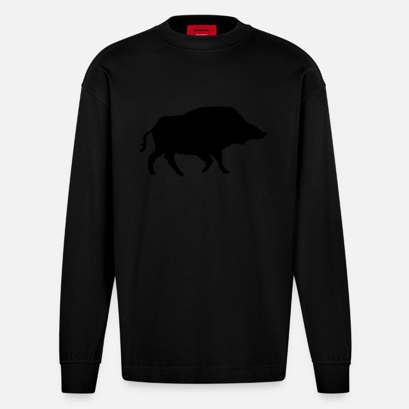 Boar - Manches longues bio épais oversize fabriqué en UE - SOLID BLACK