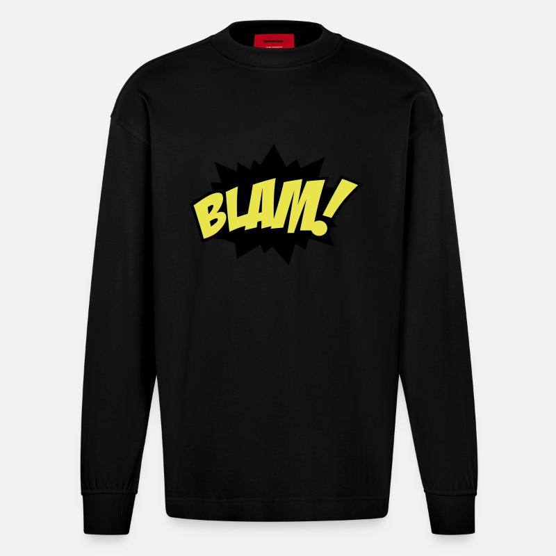 explosion - Heavyweight Oversized Organic Langarmshirt Made in EU - SOLID BLACK