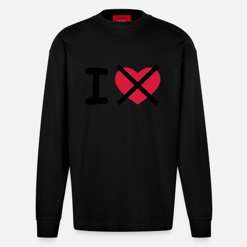 I Hate - Manches longues bio épais oversize fabriqué en UE - SOLID BLACK