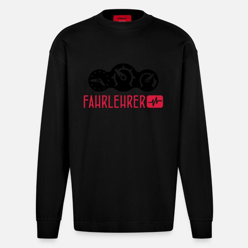 Fahrlehrer - Heavyweight Oversized Organic Langarmshirt Made in EU - SOLID BLACK