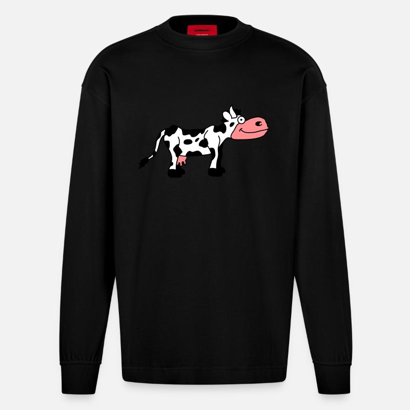 Cow Comic - Heavyweight Oversized Organic Langarmshirt Made in EU - SOLID BLACK
