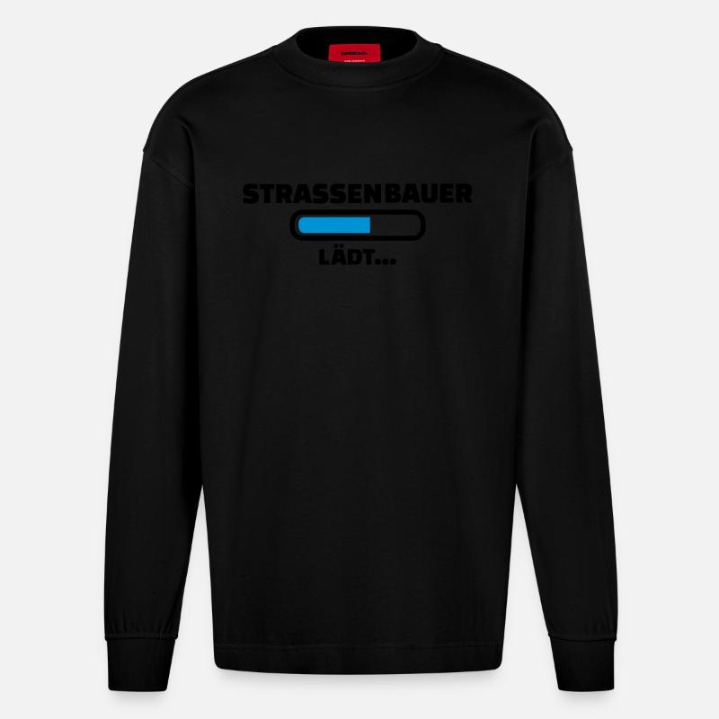 Straßenbauer - Heavyweight Oversized Organic Langarmshirt Made in EU - SOLID BLACK