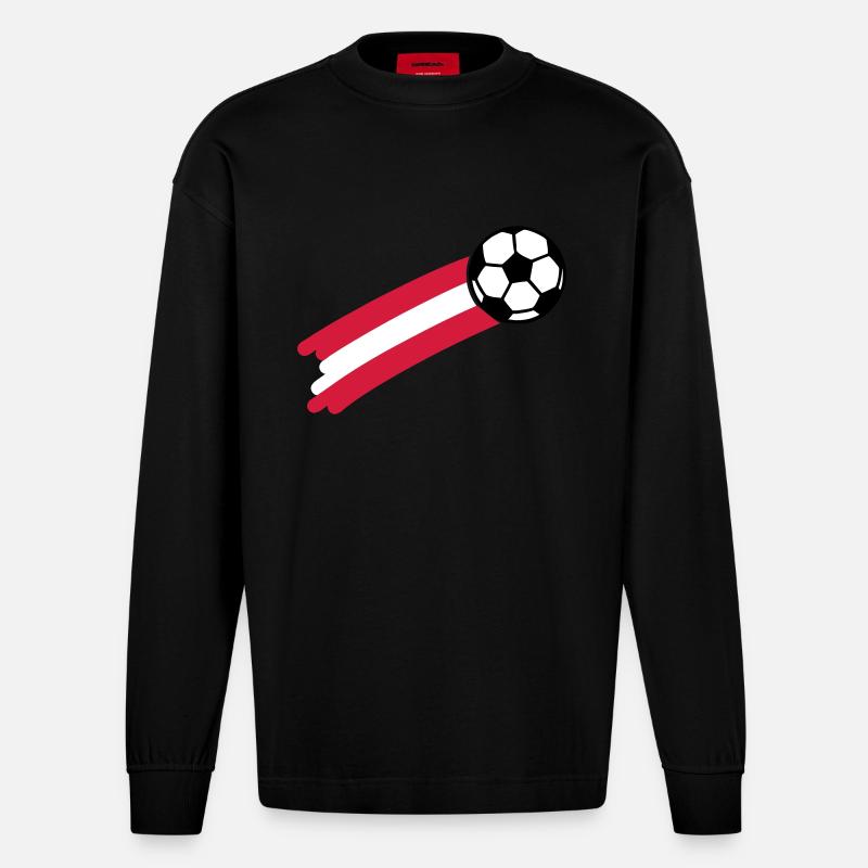 austria flag - Heavyweight Oversized Organic Langarmshirt Made in EU - SOLID BLACK