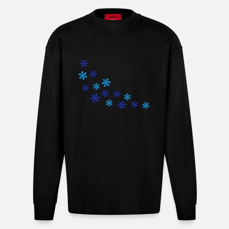 Schneeflocken - Heavyweight Oversized Organic Langarmshirt Made in EU - SOLID BLACK