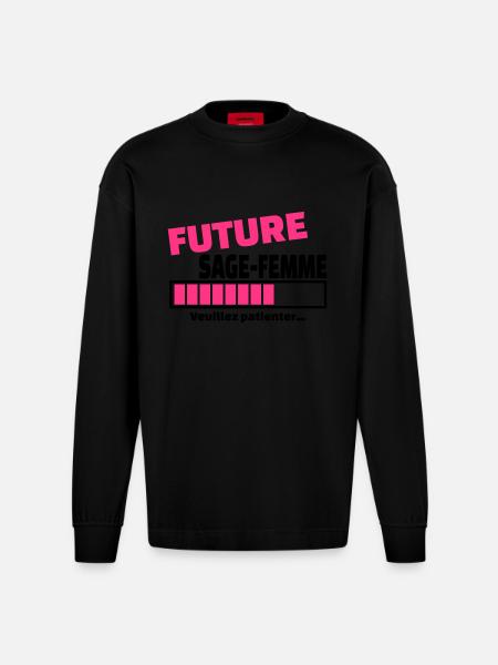 future sage-femme - Manches longues bio épais oversize fabriqué en UE - SOLID BLACK