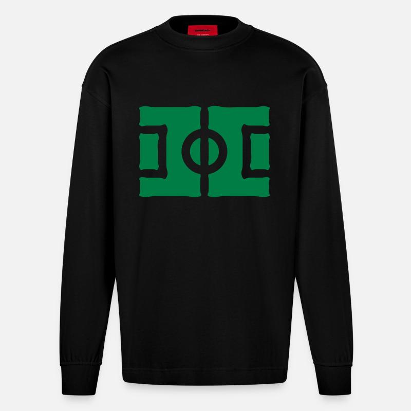 Fussballfeld - Heavyweight Oversized Organic Langarmshirt Made in EU - SOLID BLACK
