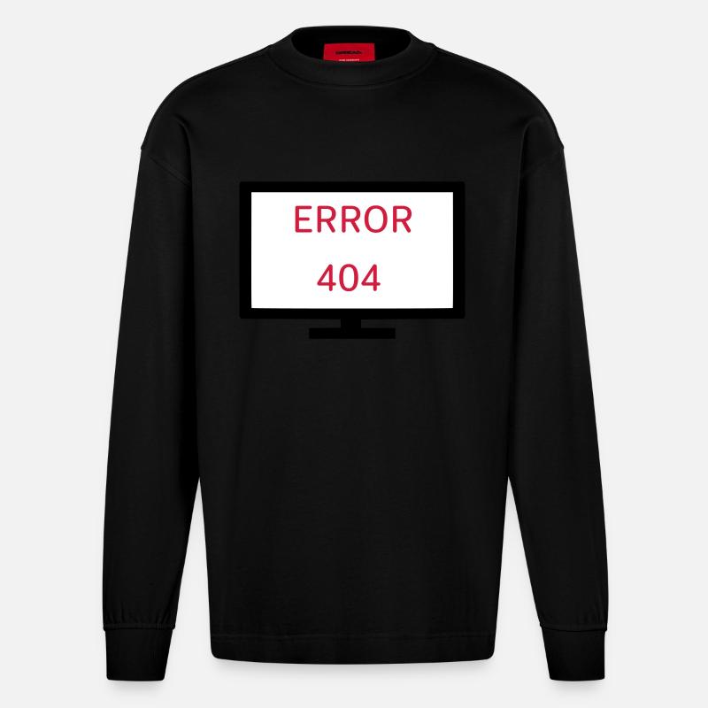 Computer Error 404 - Heavyweight Oversized Organic Longsleeve Shirt Made in EU - SOLID BLACK