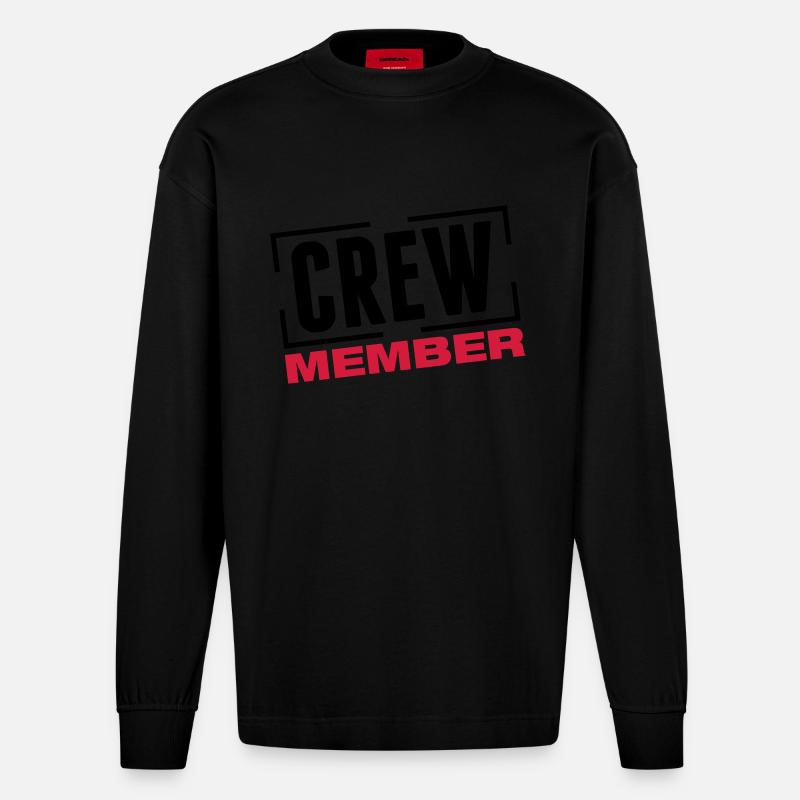 crew_member_design_bs2 - Heavyweight Oversized Organic Langarmshirt Made in EU - SOLID BLACK