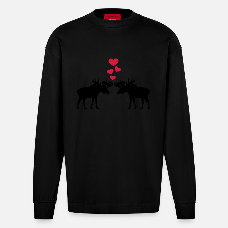 Elch - Heavyweight Oversized Organic Langarmshirt Made in EU - SOLID BLACK
