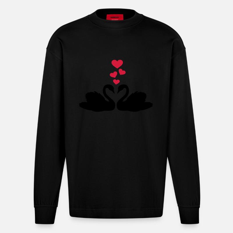 Cygne - Manches longues bio épais oversize fabriqué en UE - SOLID BLACK