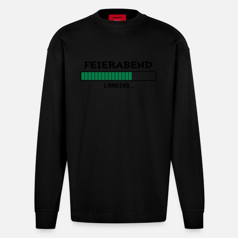 Feierabend loading... - Heavyweight Oversized Organic Langarmshirt Made in EU - SOLID BLACK