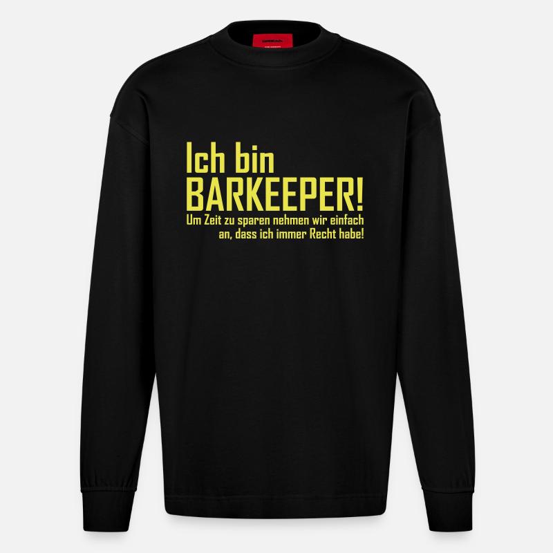 ich bin barkeeper - Heavyweight Oversized Organic Langarmshirt Made in EU - SOLID BLACK