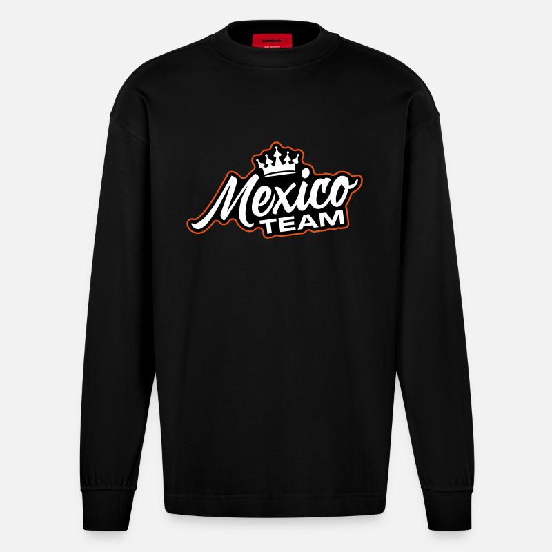 Mexiko Team - Heavyweight Oversized Organic Langarmshirt Made in EU - SOLID BLACK