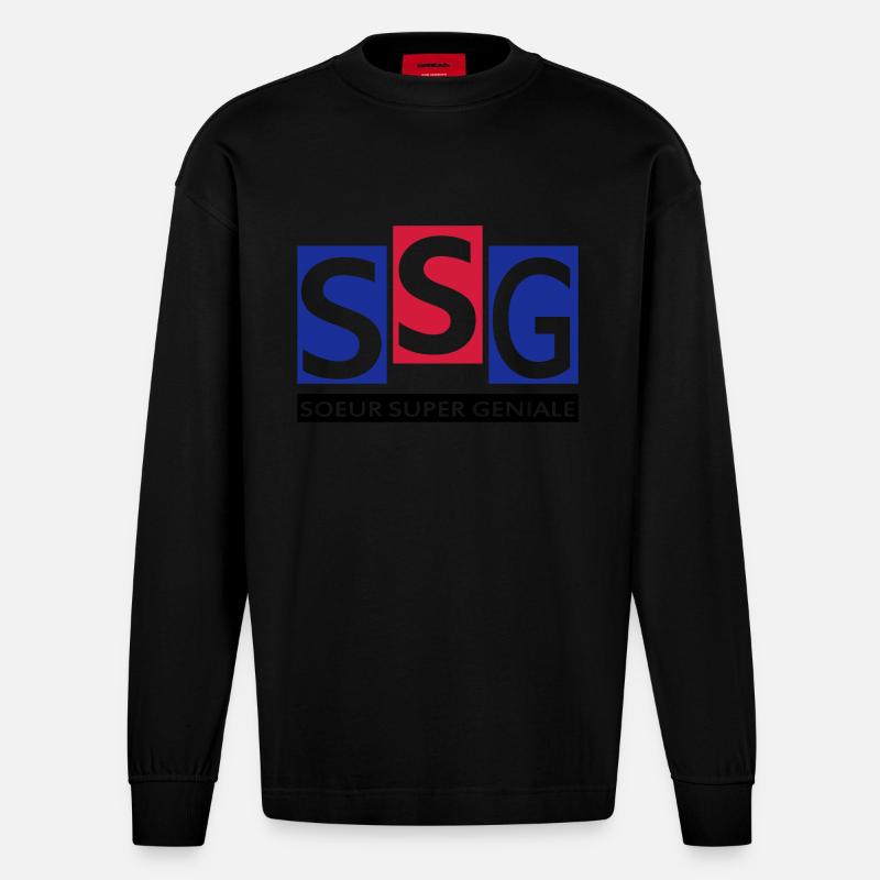 Soeur éniale - Manches longues bio épais oversize fabriqué en UE - SOLID BLACK
