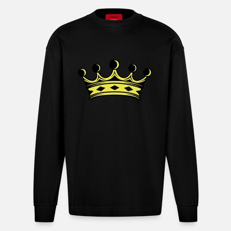 Couronne 2 - Manches longues bio épais oversize fabriqué en UE - SOLID BLACK