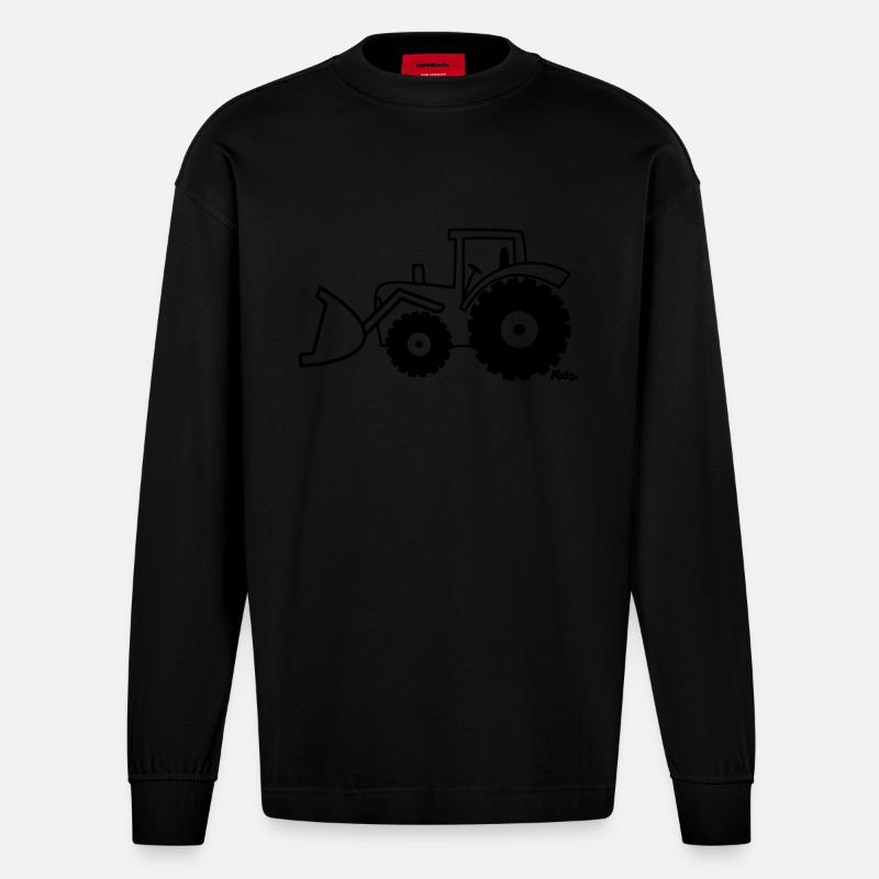 Traktor Frontlader - Heavyweight Oversized Organic Langarmshirt Made in EU - SOLID BLACK