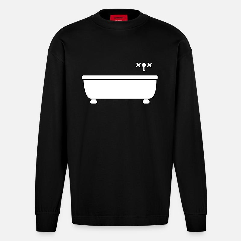 Bath - Heavyweight Oversized Organic Langarmshirt Made in EU - SOLID BLACK