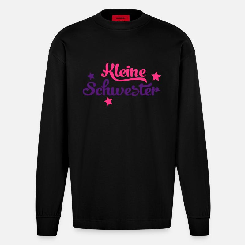 Kleine Schwester - Heavyweight Oversized Organic Langarmshirt Made in EU - SOLID BLACK