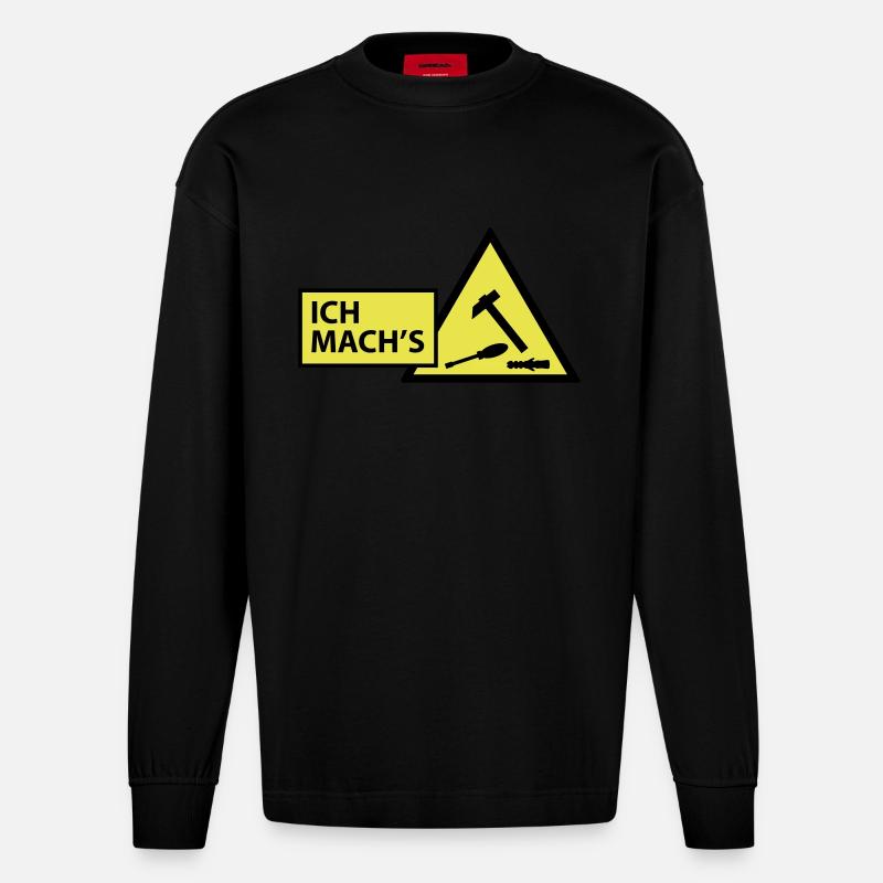(ichmachs_handwerker) - Heavyweight Oversized Organic Langarmshirt Made in EU - SOLID BLACK