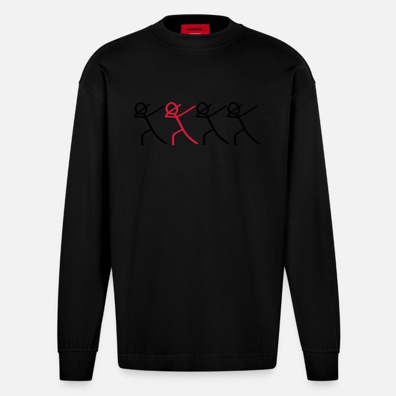 dabbing team figures - Heavyweight Oversized Organic Langarmshirt Made in EU - SOLID BLACK