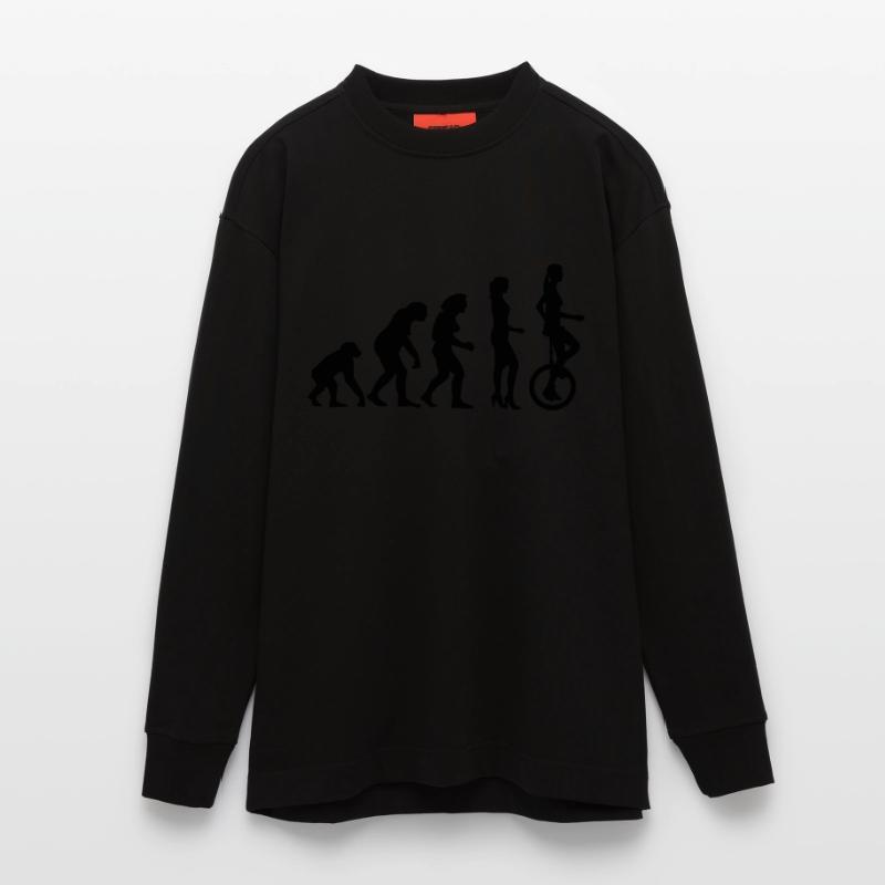 evolution_einradfahrerin_1c Heavyweight Oversized Organic Langarmshirt Made in EU