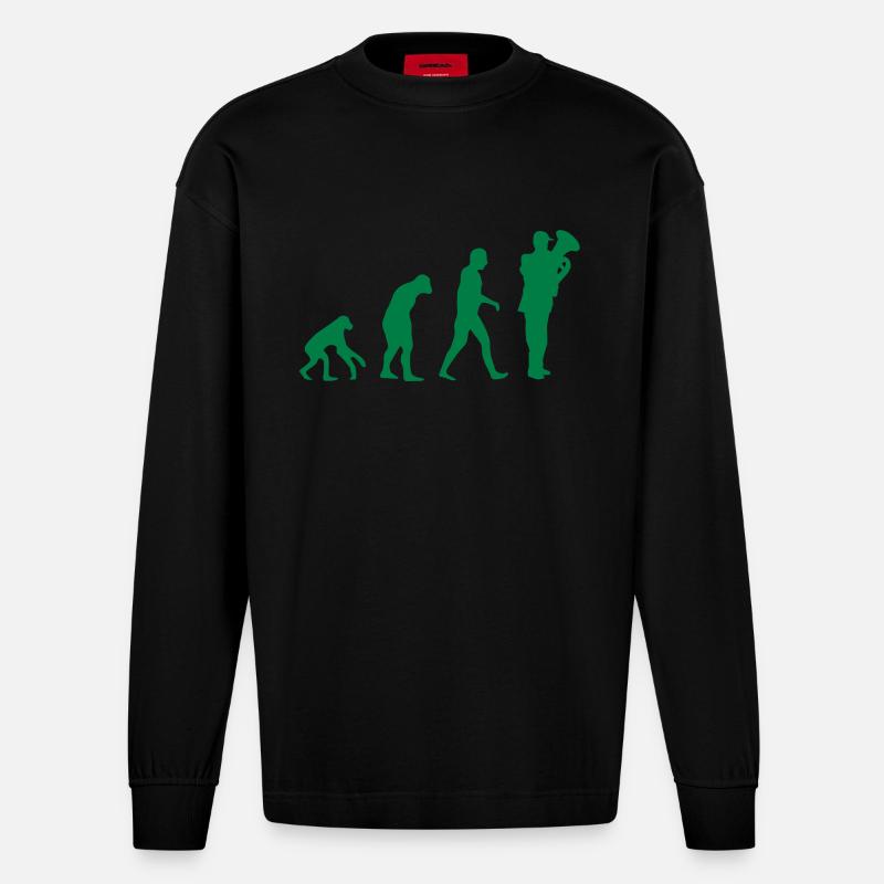 tuba evolution - Heavyweight Oversized Organic Langarmshirt Made in EU - SOLID BLACK