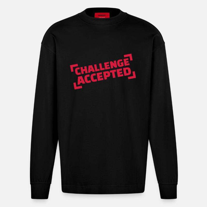 Challenge accepted - Heavyweight Oversized Organic Langarmshirt Made in EU - SOLID BLACK
