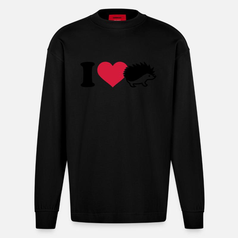 I love Hérisson - Manches longues bio épais oversize fabriqué en UE - SOLID BLACK