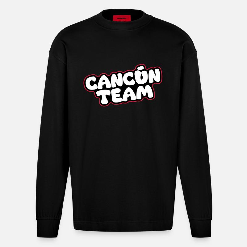 L’équipe de Cancún - Manches longues bio épais oversize fabriqué en UE - SOLID BLACK
