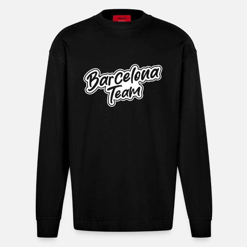L’équipe de Barcelone - Manches longues bio épais oversize fabriqué en UE - SOLID BLACK