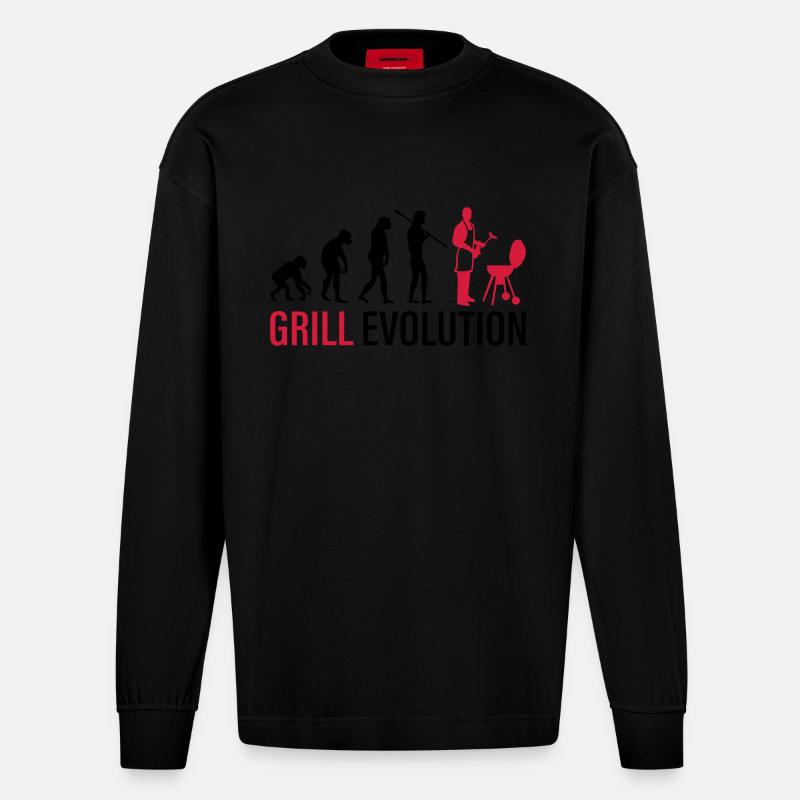 Evolution du gril - Manches longues bio épais oversize fabriqué en UE - SOLID BLACK