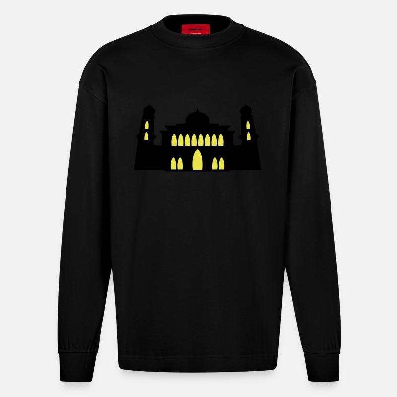 moschee silhouette - Heavyweight Oversized Organic Langarmshirt Made in EU - SOLID BLACK