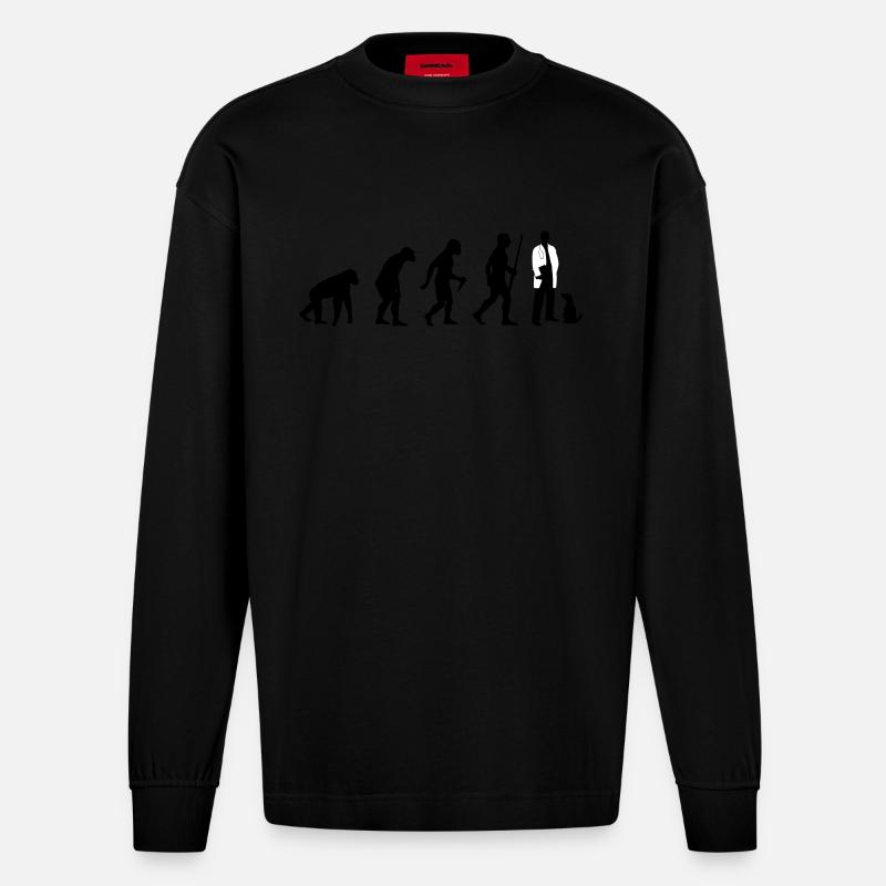Tierarzt Evolution - Heavyweight Oversized Organic Langarmshirt Made in EU - SOLID BLACK