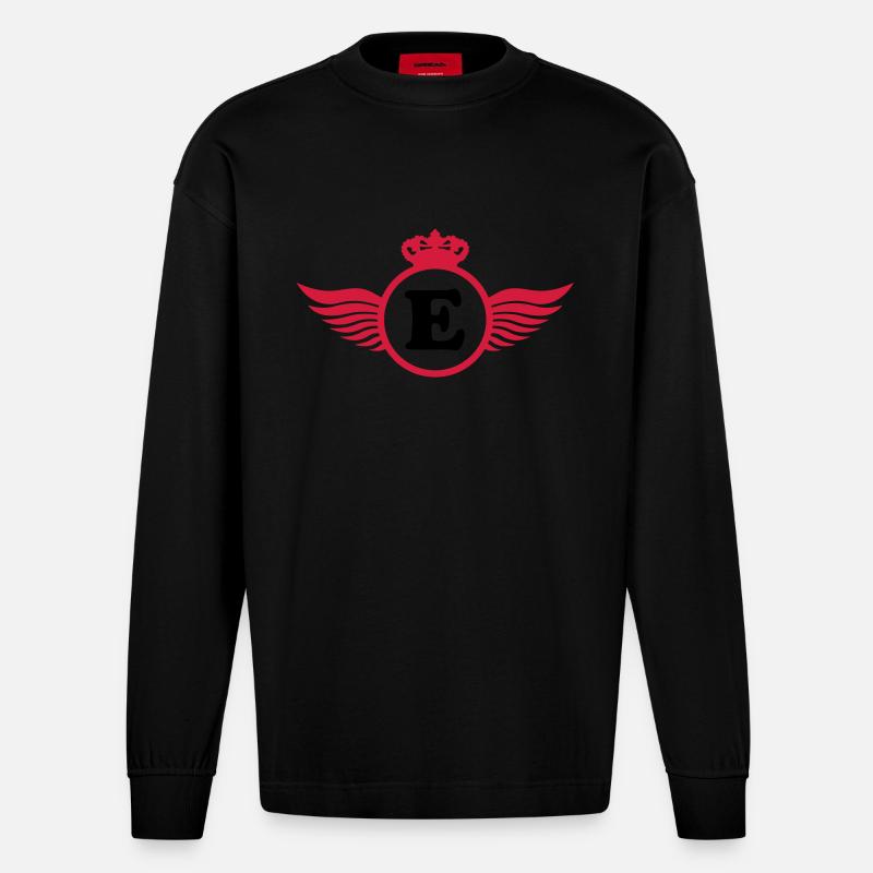 E Design - Heavyweight Oversized Organic Langarmshirt Made in EU - SOLID BLACK