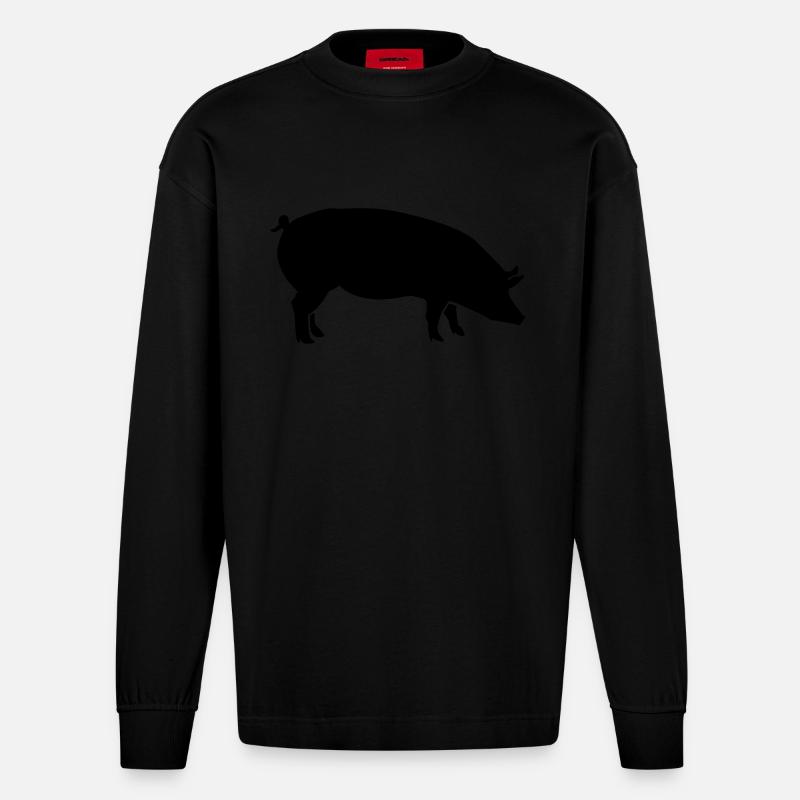 Schwein - Heavyweight Oversized Organic Langarmshirt Made in EU - SOLID BLACK