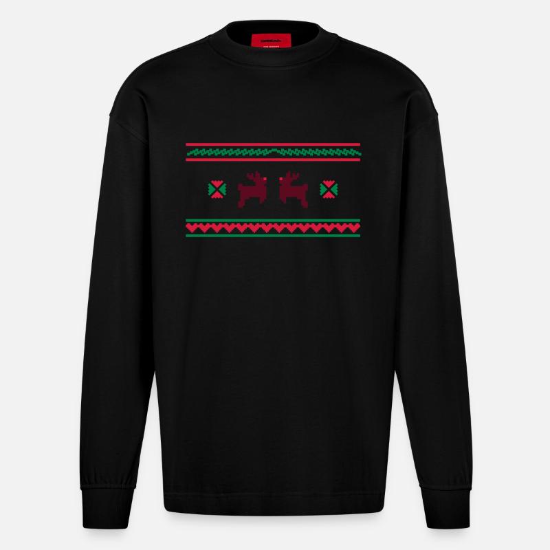 Weihnachten - Heavyweight Oversized Organic Langarmshirt Made in EU - SOLID BLACK