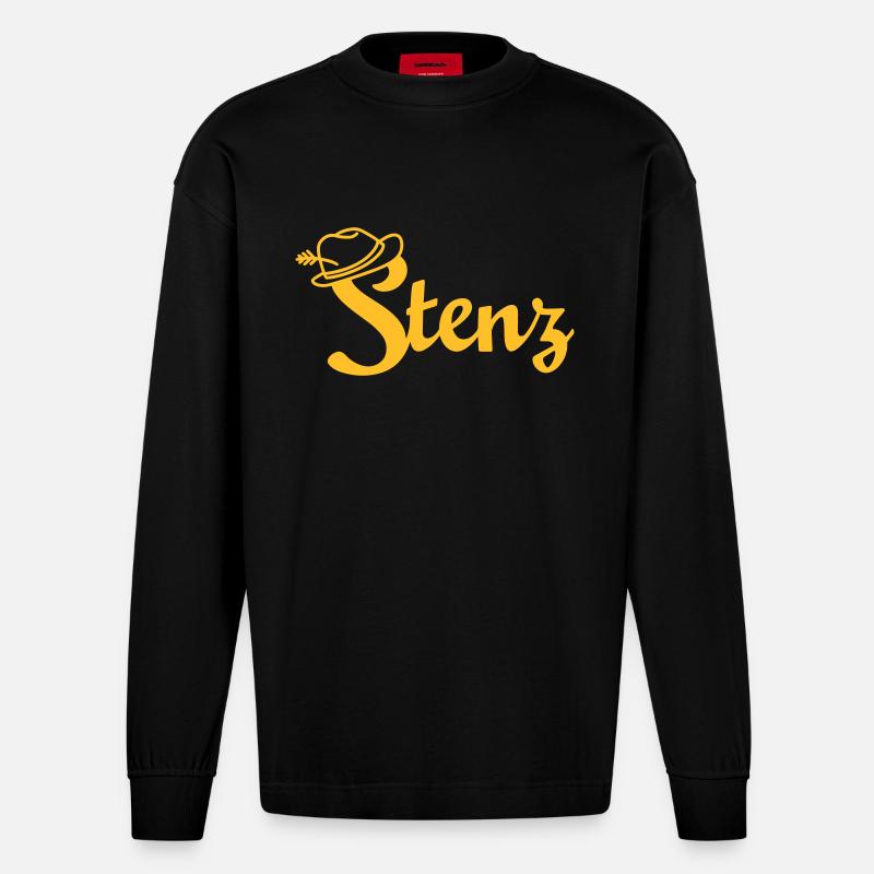 stenz gelb - Heavyweight Oversized Organic Langarmshirt Made in EU - SOLID BLACK