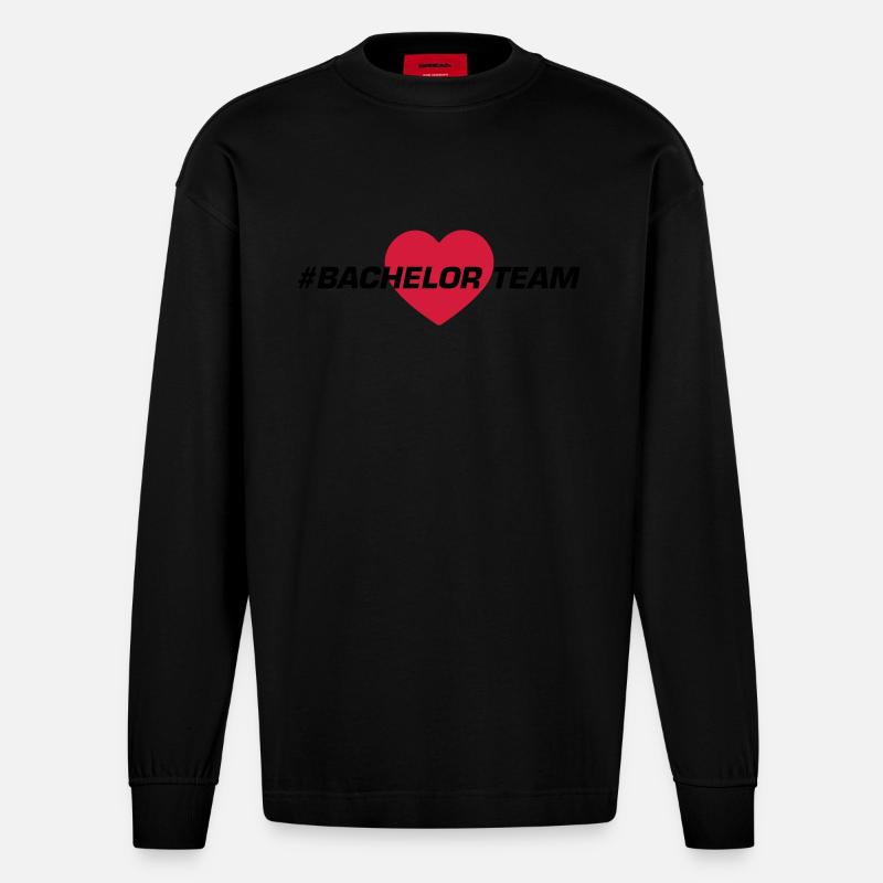 Bachelor Équipe Cœur - Manches longues bio épais oversize fabriqué en UE - SOLID BLACK