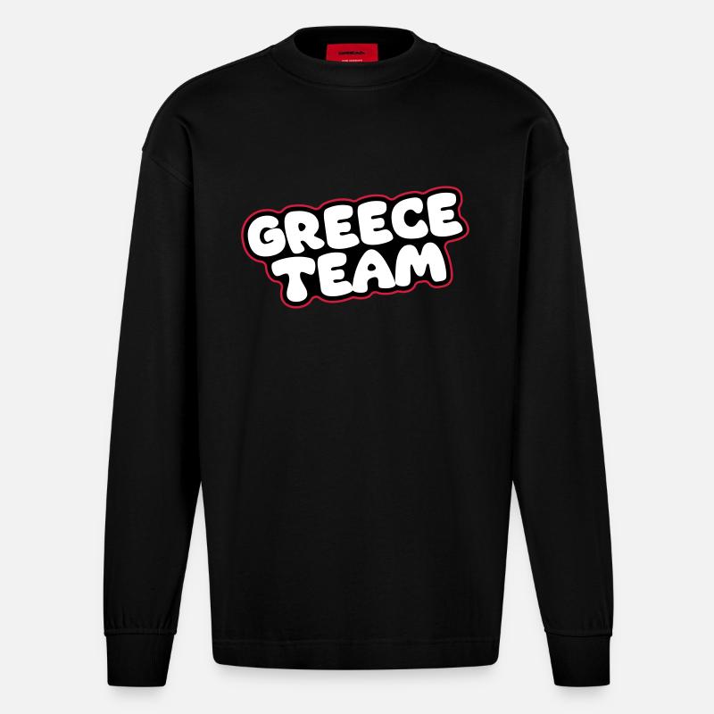 Équipe Grèce - Manches longues bio épais oversize fabriqué en UE - SOLID BLACK