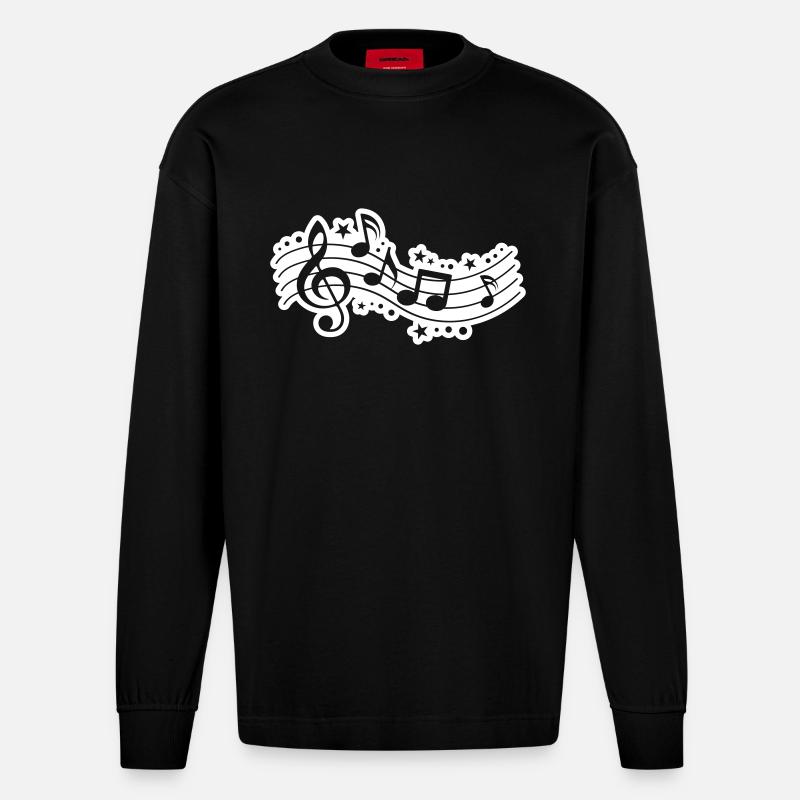 Notes de musique Clef Musique - Manches longues bio épais oversize fabriqué en UE - SOLID BLACK