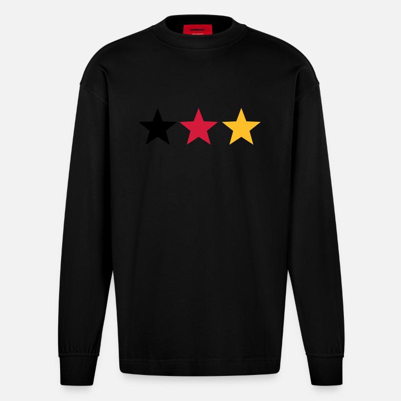 Schwarz rot gold - Heavyweight Oversized Organic Langarmshirt Made in EU - SOLID BLACK