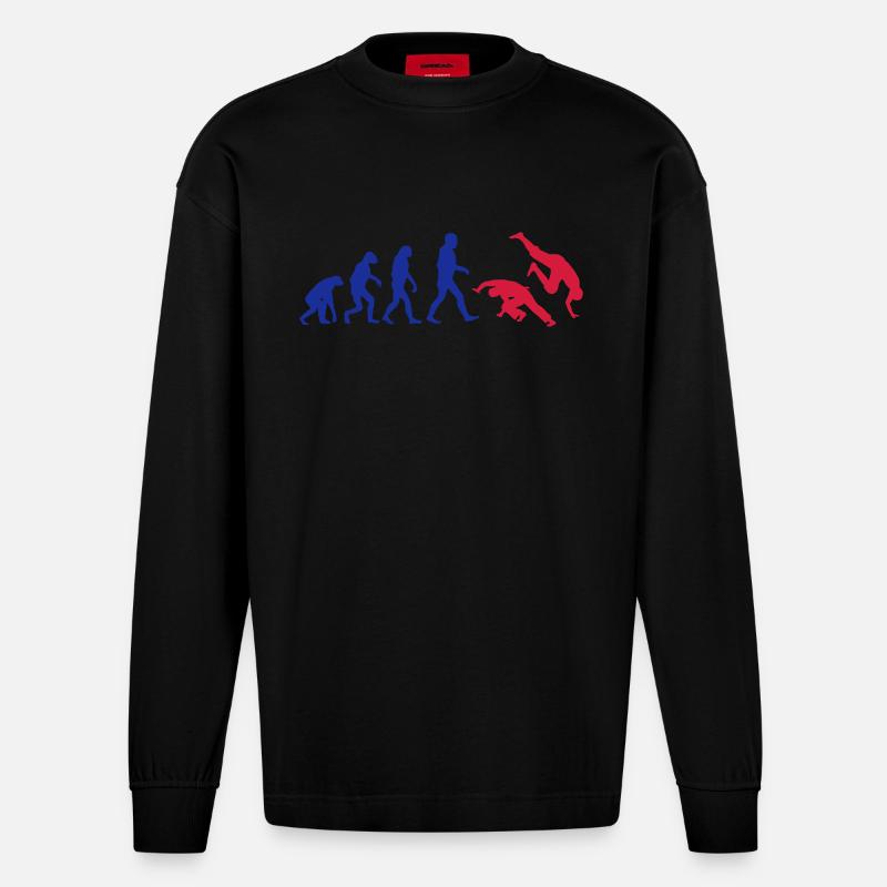 Capoeira Evolution logo - Manches longues bio épais oversize fabriqué en UE - SOLID BLACK