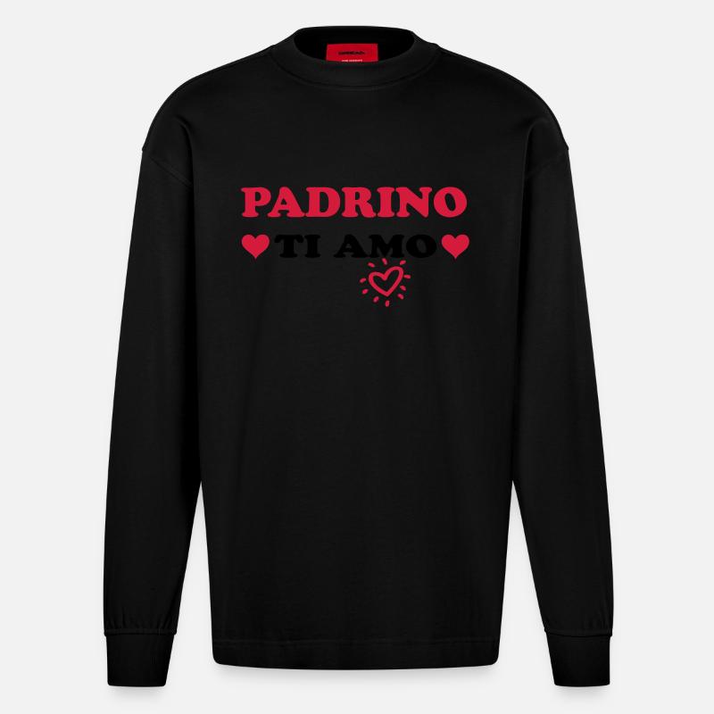 Padrino ti amo - Heavyweight Oversized Organic Langarmshirt Made in EU - SOLID BLACK